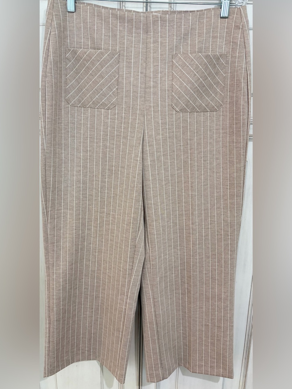 NWOT SZ L Jules & Leopold Tan and Cream pull on wide leg Pants